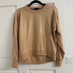 Alice + Olivia Beige Faux Leather Top